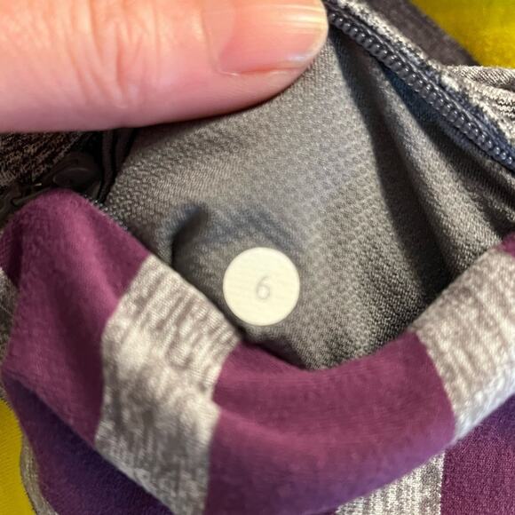 LULULEMON Race Your Pace Long Sleeve Top Gray Purple Yellow Stripe Size 6 - Picture 7 of 7